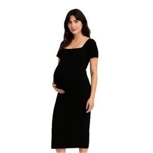 Hatch Maternity Black Body Con Midi Dress size Large